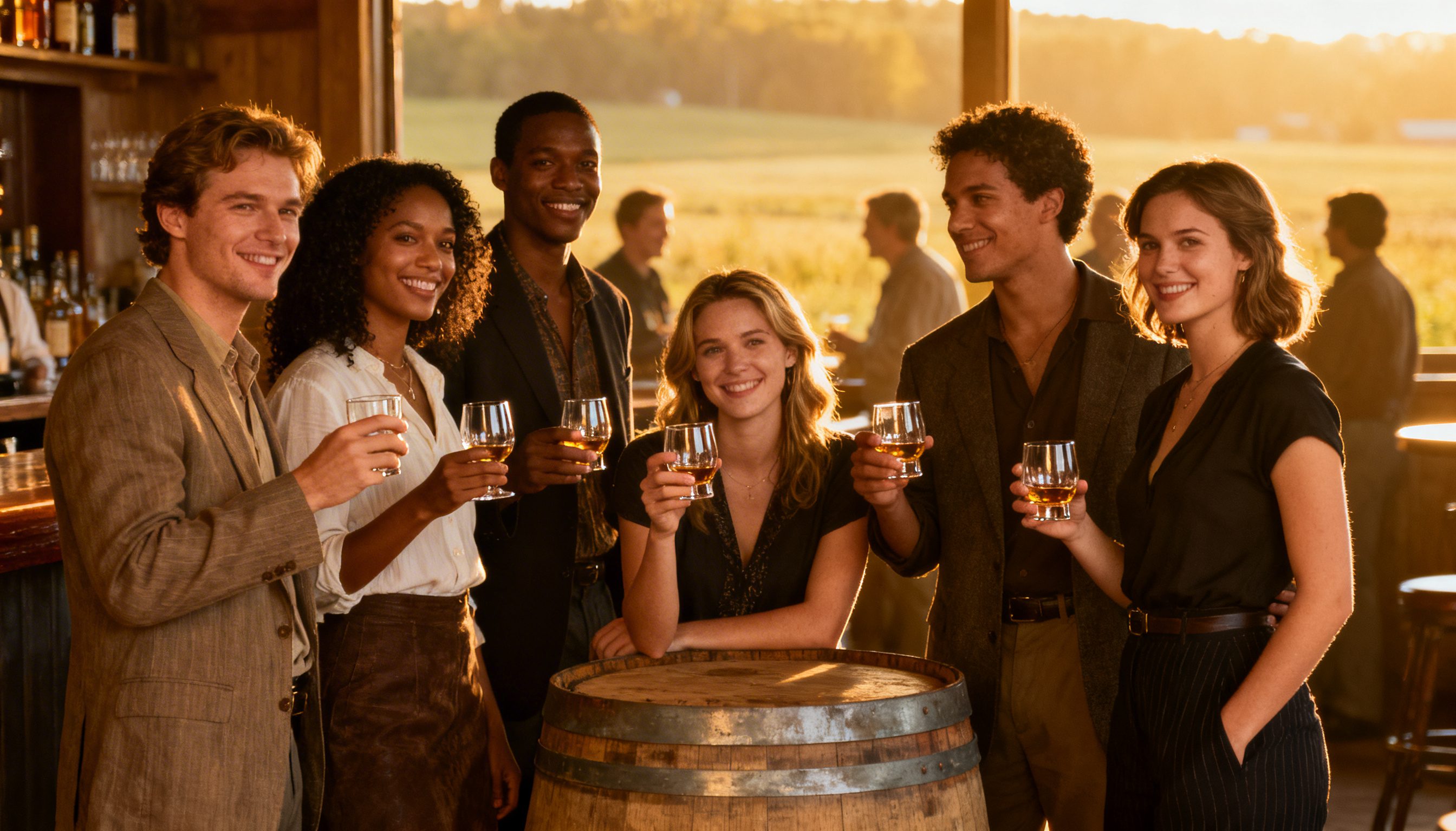 Stylish friends creating their own nosing and tasting whisky session at home