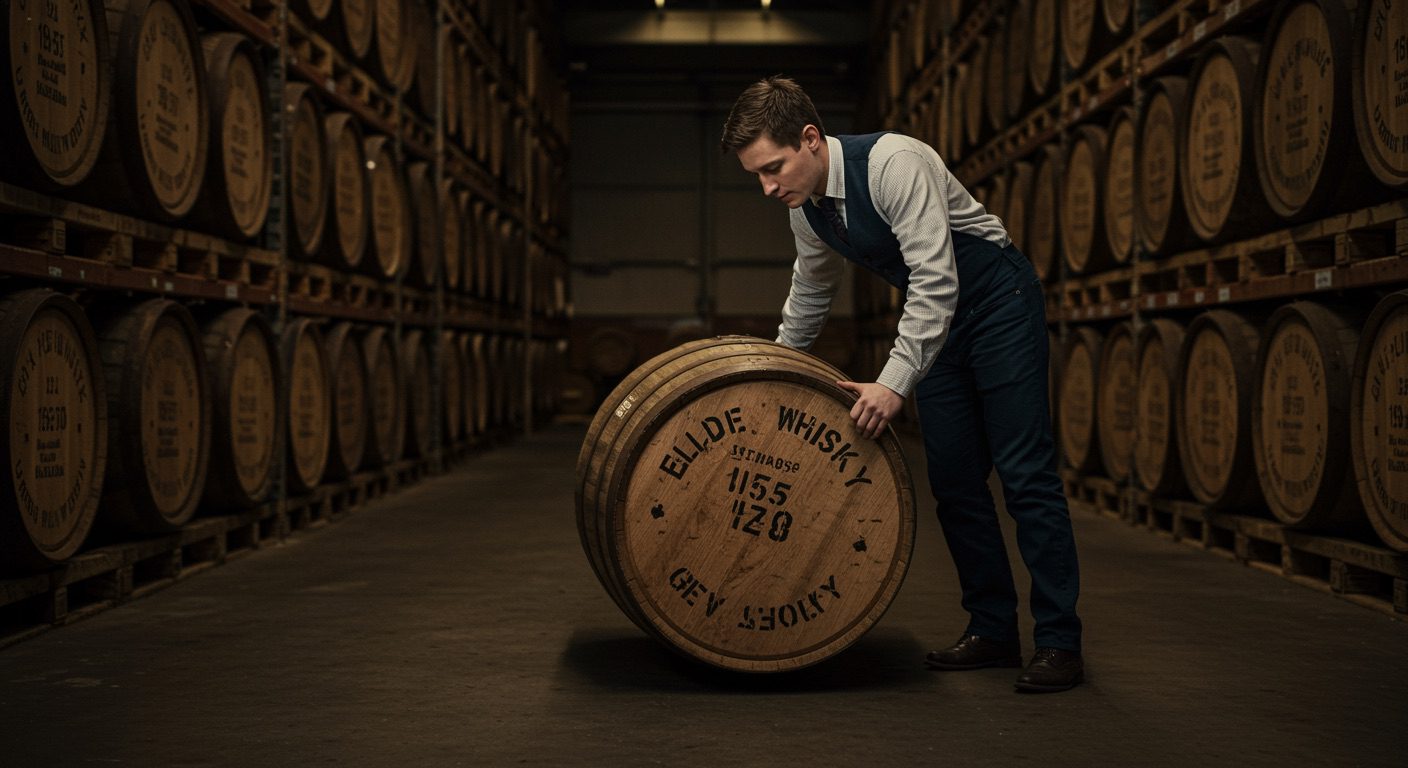 Young whisky master demonstrating traditional methods behind Scotland's finest whiskies