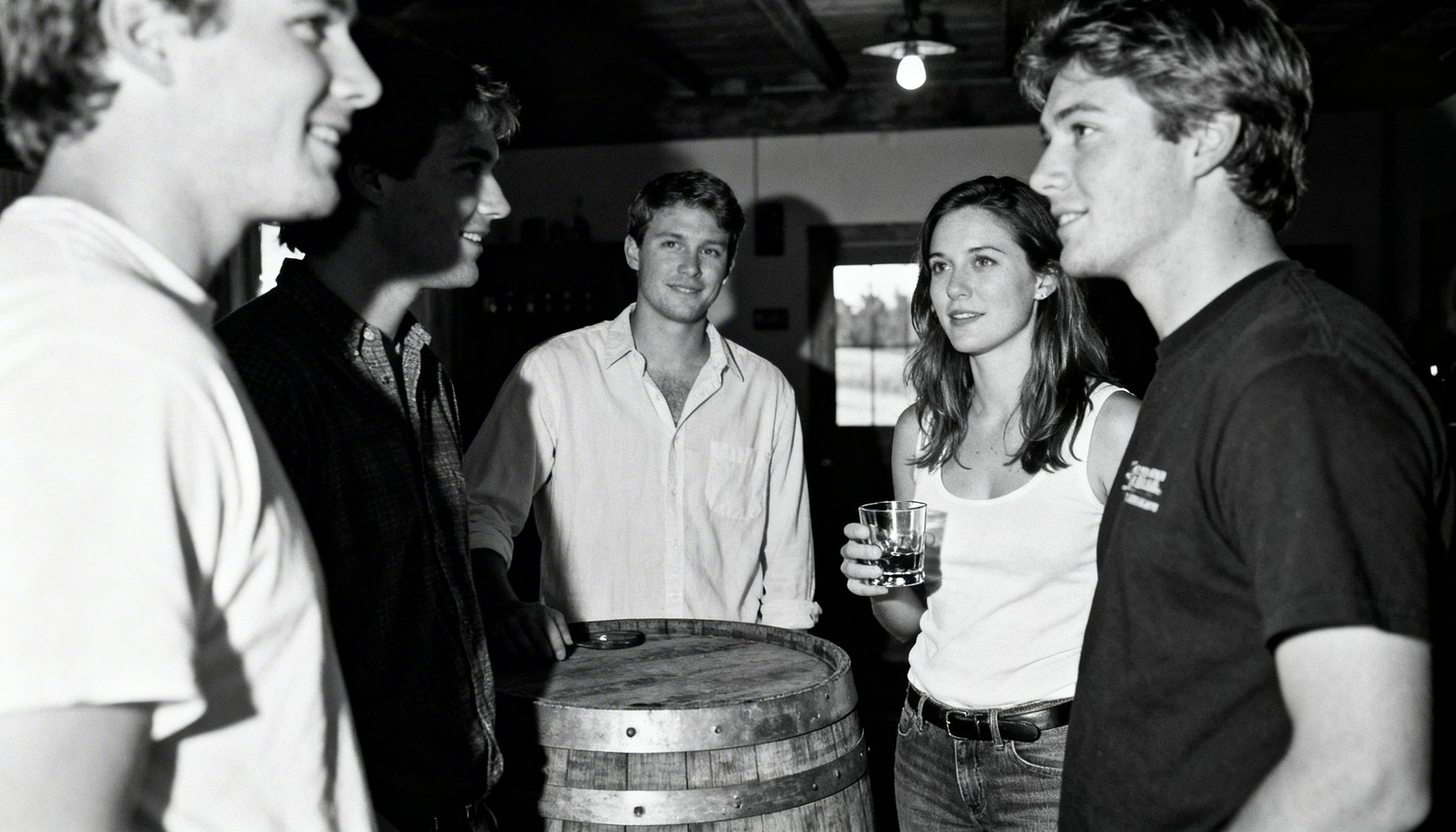 Group of whisky enthusiasts timing their tasting notes live session with professional sequence